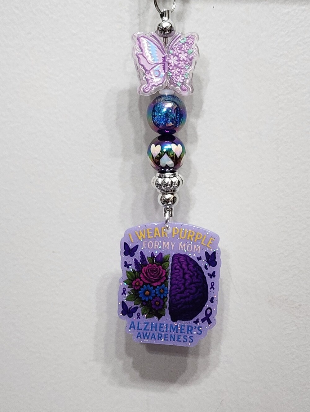 Alzheimer's Awareness Keychain Bag Clip Mom Purple Phone Clip Gift Alzheimer